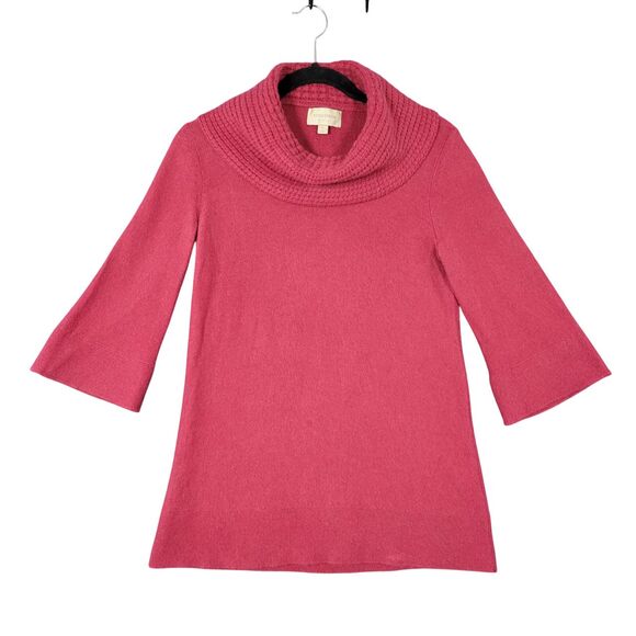 NORDSTROM Red 100% Cashmere 3/4 Sleeve Cowl Neck Sweater SIZE SMALL - Picture 1 of 11